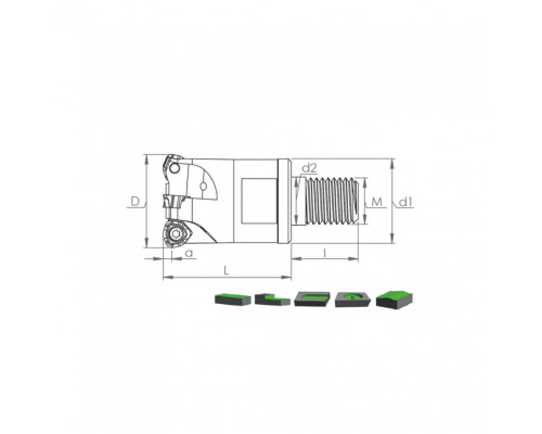 Корпус фрезы MHT WD08 D35 M16 L43 Z04-H