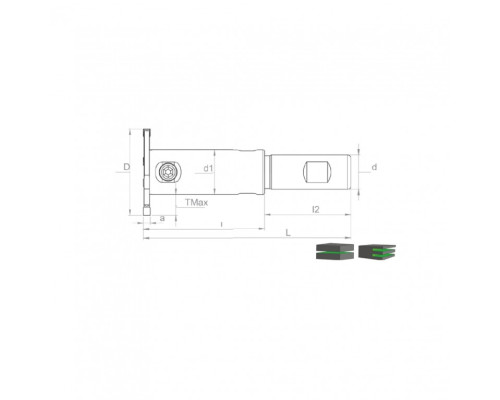 Корпус фрезы DKT K3C D50 W20 L120 Z2 T12