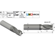 PMK10L.z4.05.20.75.37/40.F013.TiAlN Фреза концевая твердосплавная по металлу