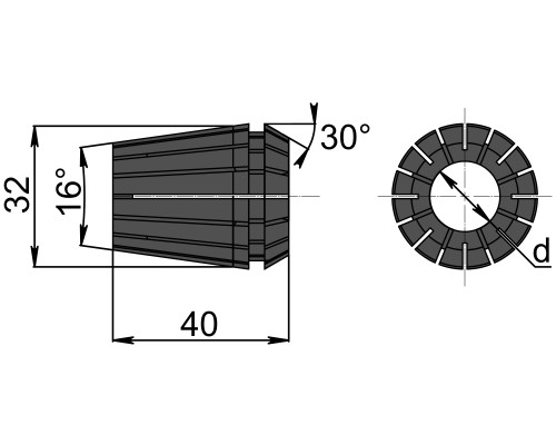 ER32-SET-11 Набор цанг ER32 - 11 шт. (4,5,6,8,10,12,13,15,16,18,20 мм)