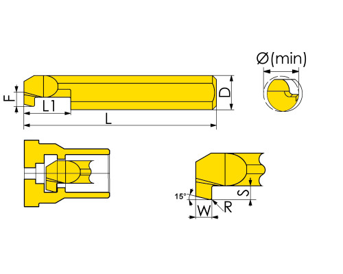 MXR-5-R0.2-L15-JF610M Мини-резец для обратного точения