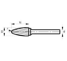 Борфреза гиперболическая со сферическим торцом F252506 ВК8