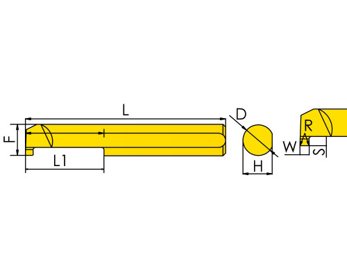 PSBWR15100R005-D4.TiAlN Мини-резец для обработки внутренних прямоугольных канавок с радиусной фаской
