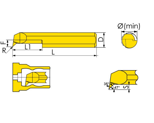 MQR-3-R0.05-L10-JF610M Мини-резец для профильного растачивания