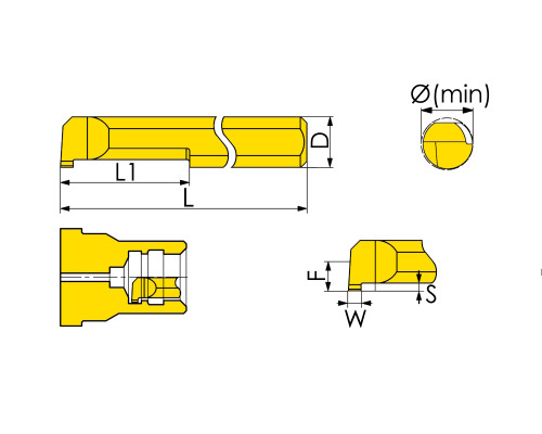 MGR-4-B1.0-L10-JF610M Мини-резец для обработки внутренних прямоугольных канавок с радиусной фаской
