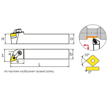 MDQNL2525M1504 Державка проходная для наружного точения