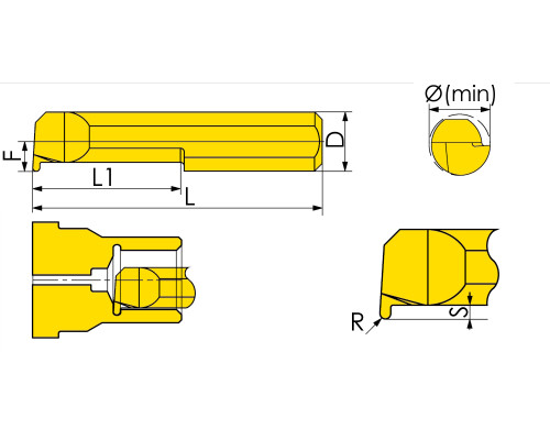 MKR-6-R0.75-L15-JF610M Мини-резец для обработки внутренних канавок с полным радиусом
