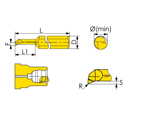 MPR-1-R0.05-L4-JF610M Мини-резец для продольного растачивания